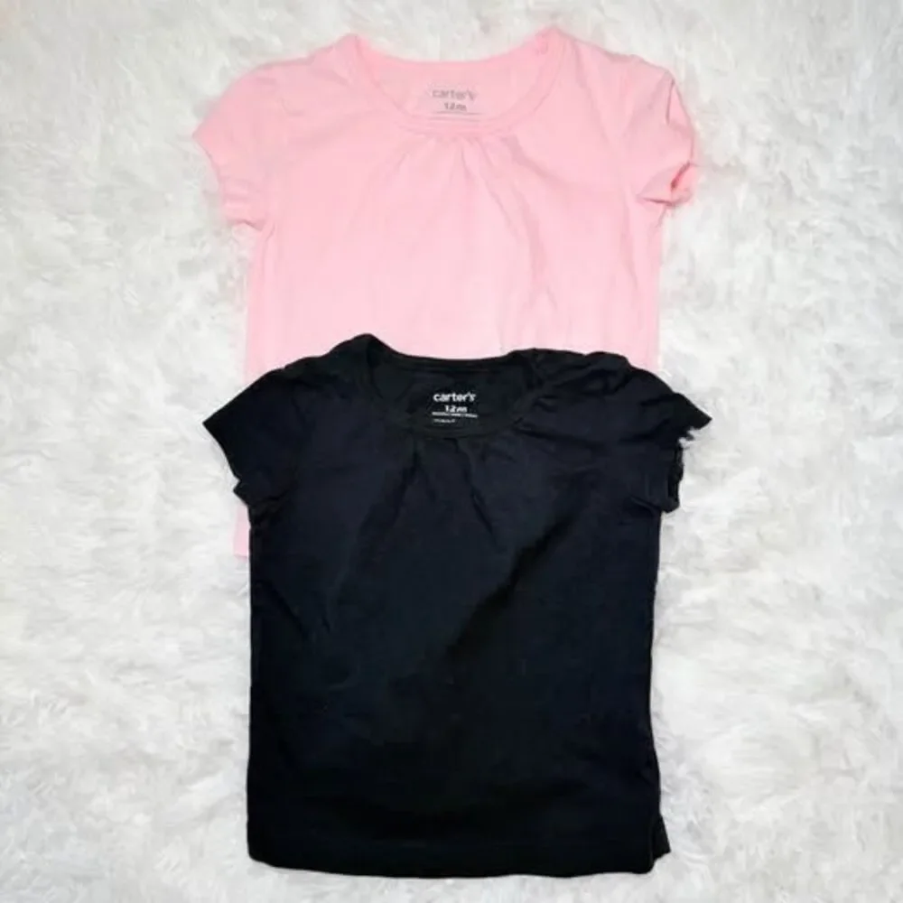 Toddler Girl Outfit Bundle 12M Pink Black Tops Carter’s (2 Piece Set)